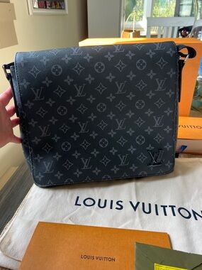 Louis Vuitton Monogram Eclipse Messenger Bag in Black and Gray